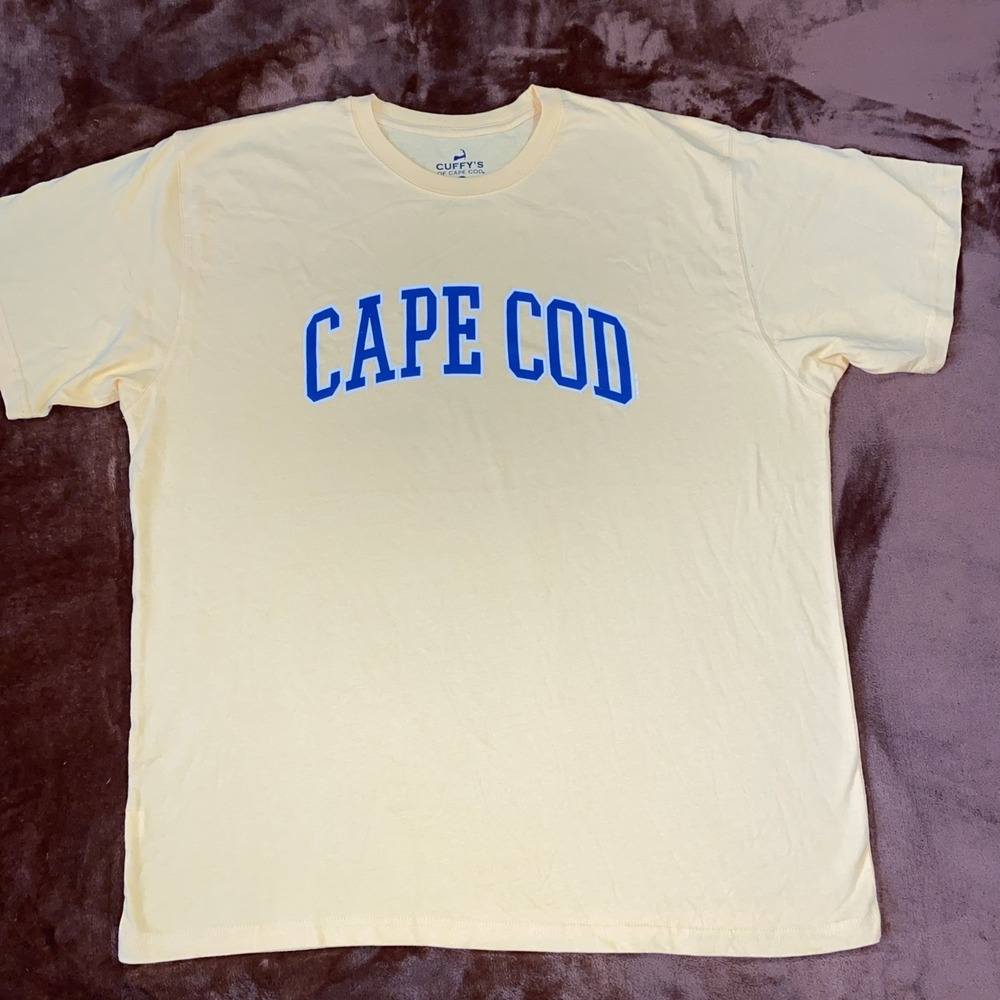 New Cuffy's Cape Cod MA Graphic Tee Mens XL Shirt Yellow Nautical Vacation